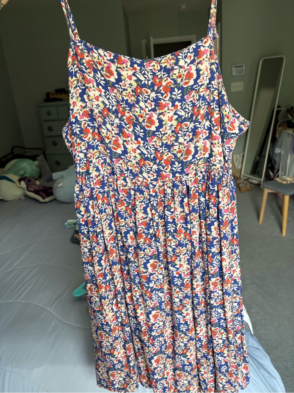 NATURAL LIFE Navy Floral Spaghetti-Strap Mini Dress with Coral and Cream Flowers